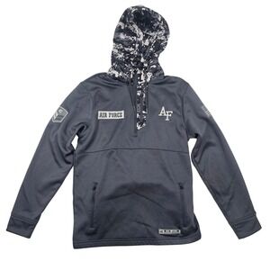 Colosseum US Air Force Hoodie Mens Small Gray Digital Camo 1/4 Zip Pullover USAF